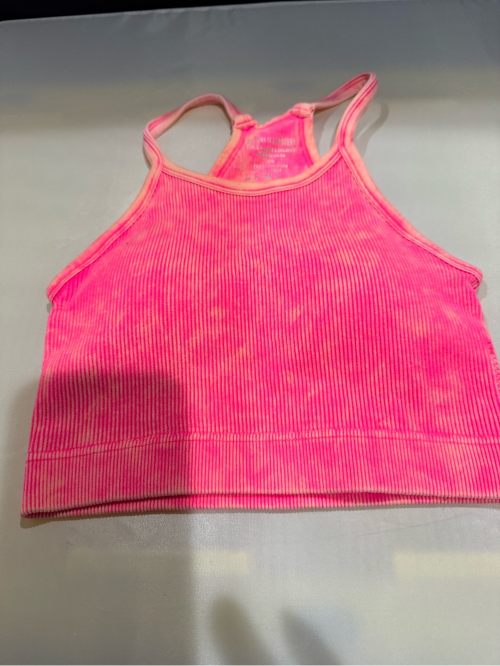 Zenana Outfitters N CORAL FUCHSIA Ribbed Crop Tank with removable bra pads